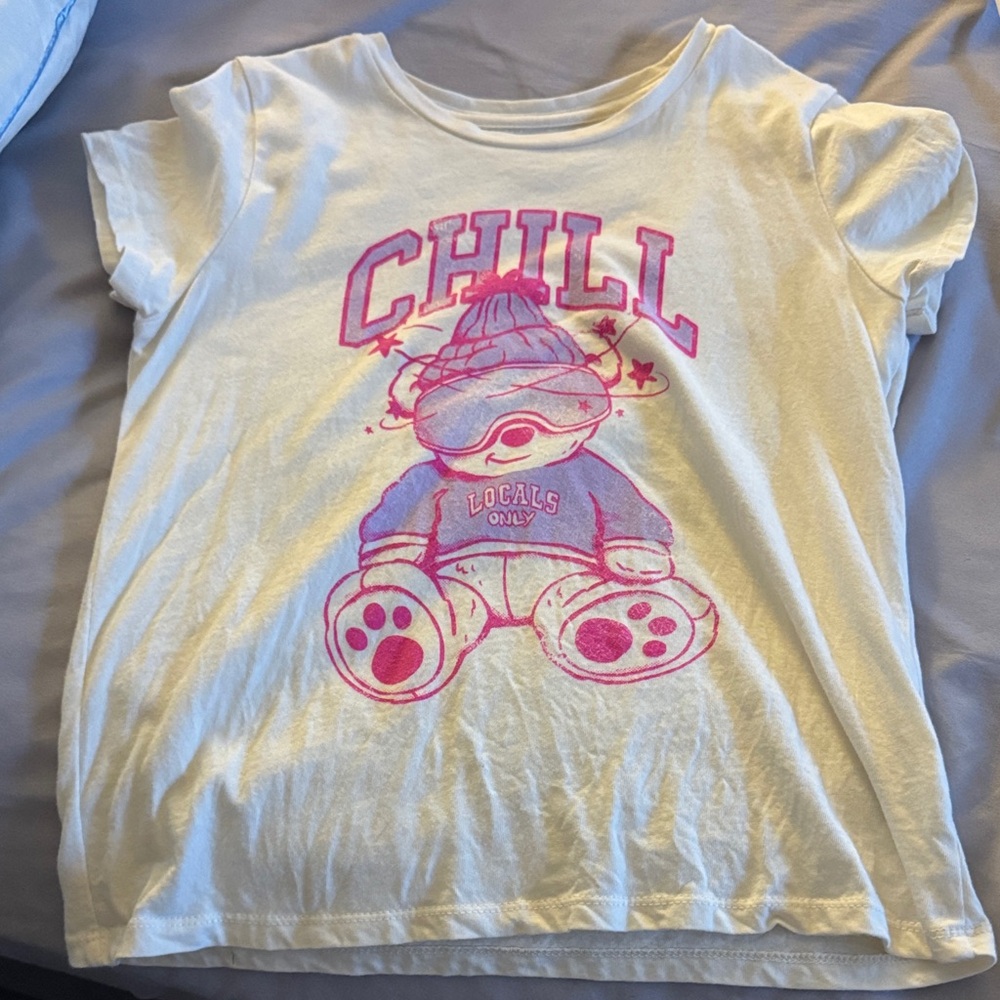 Chill Kids T-Shirt - White with Pink Print